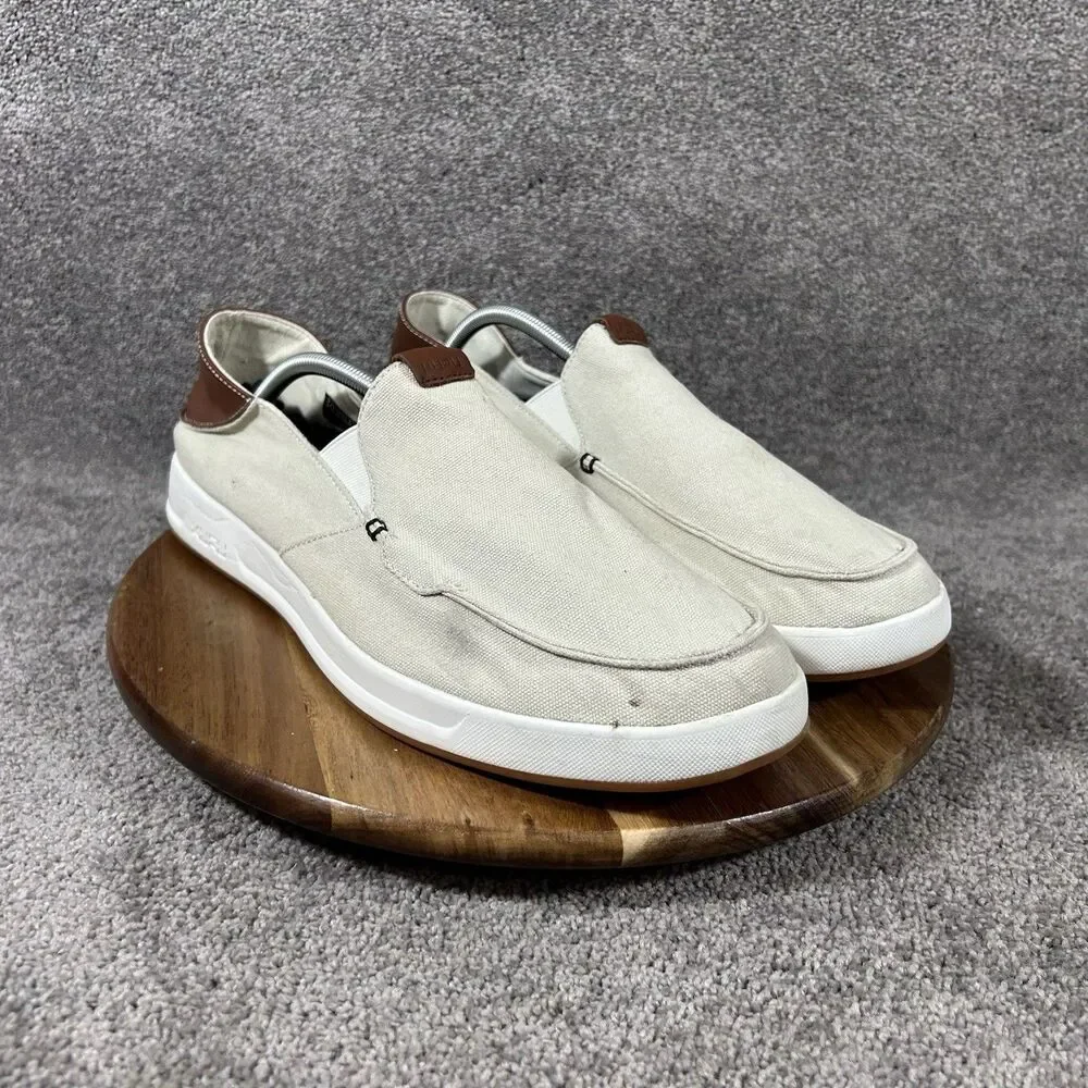Kuru Pace Mens Sz 13 Dark Ash Canvas Leather Casual Deck Loafer Boat Shoes Used